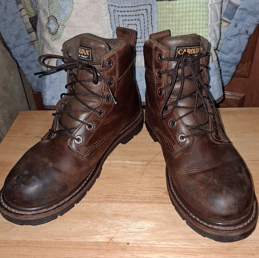 Carolina Men's Brown Leather Boots CA 6025 In A Size 10.5D. Good Condition